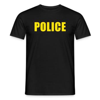 Police, Polizei Schriftzug in gelb - Männer T-Shirt - Schwarz - Vorne - AI Model Male 178 light (178cm)