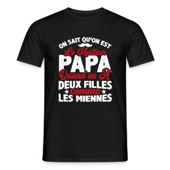 Meilleur Papa Avec Deux Filles Comme Les Miennes - T-shirt homme - noir - Devant - AI Model Male 178 light (178cm)