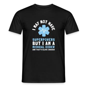 Codage du codeur médical VA Nurse et codage clinique - T-shirt homme - noir - Devant - AI Model Male 178 light (178cm)