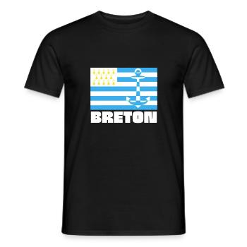 Breton Breizh Pur Beurre Heartbeat - Humour - T-shirt homme - noir - Devant - AI Model Male 178 light (178cm)