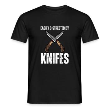 Couteau de chasse à retourner un couteau de collectionneur, - T-shirt homme - noir - Devant - AI Model Male 178 light (178cm)