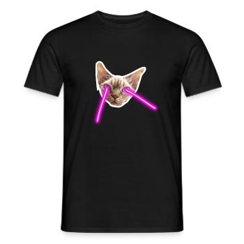 Cat With Laser Eyes - Men's T-Shirt - black - Front - AI Model Male 178 light (178cm)