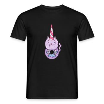 Cat Unicorn Donut - Men's T-Shirt - black - Front - AI Model Male 178 light (178cm)