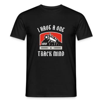 Locomotive à vapeur - J’ai un train d’ à voie unique - T-shirt homme - noir - Devant - AI Model Male 178 light (178cm)