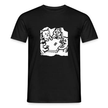 Cats Playing Cards - Männer T-Shirt - Schwarz - Vorne - AI Model Male 178 light (178cm)