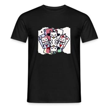 Cats Playing Cards - Männer T-Shirt - Schwarz - Vorne - AI Model Male 178 light (178cm)