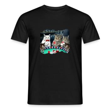 Cats Playing Cards - Männer T-Shirt - Schwarz - Vorne - AI Model Male 178 light (178cm)