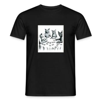 Cats Playing Cards - Männer T-Shirt - Schwarz - Vorne - AI Model Male 178 light (178cm)