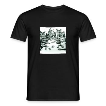 Cats Playing Cards - Männer T-Shirt - Schwarz - Vorne - AI Model Male 178 light (178cm)