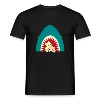 Chat mangeur de requins - T-shirt homme - noir - Devant - AI Model Male 178 light (178cm)