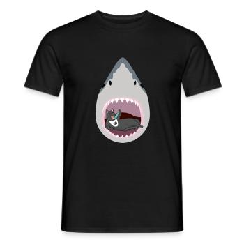 Chat mangeur de requins - T-shirt homme - noir - Devant - AI Model Male 178 light (178cm)
