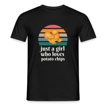 Just A Girl Who Loves Potato Chips - Men's T-Shirt - black - Front - AI Model Male 178 light (178cm)