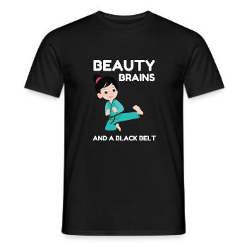 Des cerveaux de beauté et une ceinture noire - T-shirt homme - noir - Devant - AI Model Male 178 light (178cm)