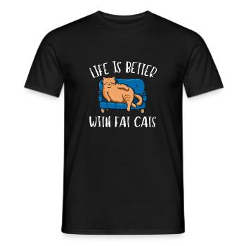 Fat Cat Obesity - Men's T-Shirt - black - Front - AI Model Male 178 light (178cm)