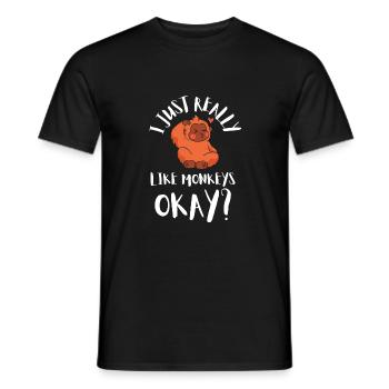 J’aime vraiment les singes ok? - T-shirt homme - noir - Devant - AI Model Male 178 light (178cm)