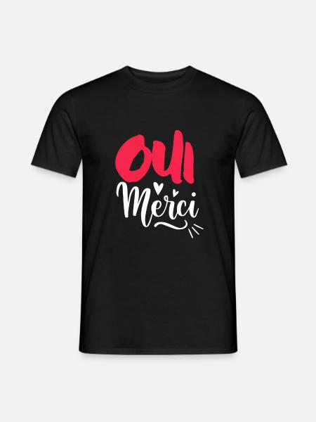 Oui Oui Merci - Männer T-Shirt - Schwarz