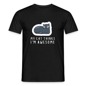 Cat Owner - My cat thinks I'm awesome - Men's T-Shirt - black - Front - AI Model Male 178 light (178cm)