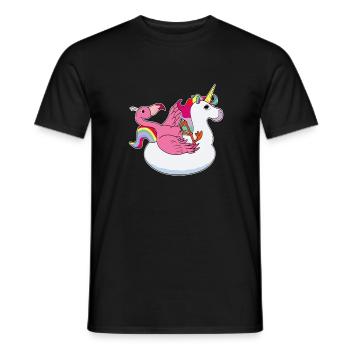Flamant rose sur l'été licorne tapis kawaii - T-shirt homme - noir - Devant - AI Model Male 178 light (178cm)