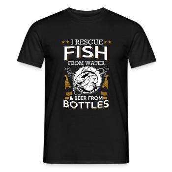 Angeln, Bier, Fisch, Fischen, Bierflasche - Männer T-Shirt - Schwarz - Vorne - AI Model Male 178 light (178cm)