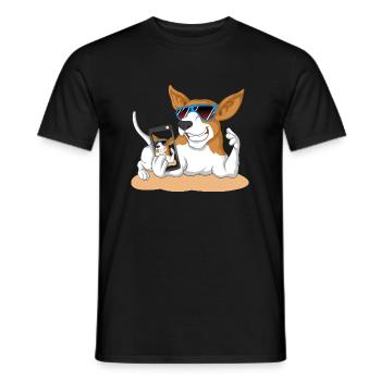 dog mobile beagle sunglasses gift idea gassi - Men's T-Shirt - black - Front - AI Model Male 178 light (178cm)