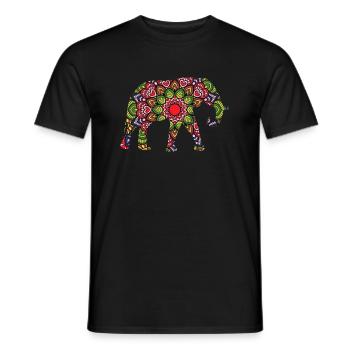 Thailand Elefanten Tier Geschenk Mandala Elefant - Männer T-Shirt - Schwarz - Vorne - AI Model Male 178 light (178cm)