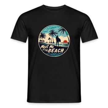 Meet Me At The Beach Surfer Girl Spruch Zitat - Männer T-Shirt - Schwarz - Vorne - AI Model Male 178 light (178cm)