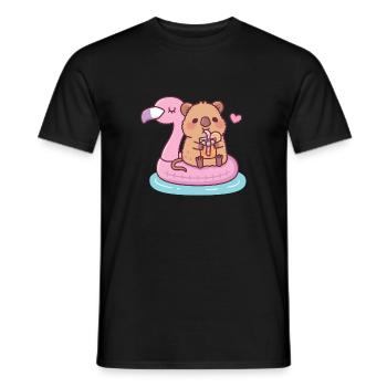 Süßer Quokka genießt Orangensaft Flamingo Float - Männer T-Shirt - Schwarz - Vorne - AI Model Male 178 light (178cm)