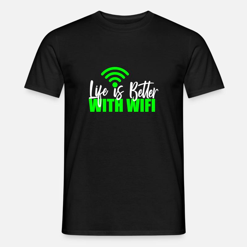 Wlan Wifi Informatiker Programmierer Geek Geschenk - Männer T-Shirt - Schwarz