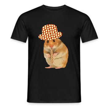 Hamster made chic - hat - tie - Men's T-Shirt - black - Front - AI Model Male 178 light (178cm)