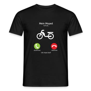 Moped ruft an - Männer T-Shirt - Schwarz - Vorne - AI Model Male 178 light (178cm)