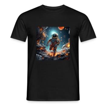 T-shirt spatial d’astronaute unisexe, autocollants, sacs, casquette - T-shirt homme - noir - Devant - AI Model Male 178 light (178cm)