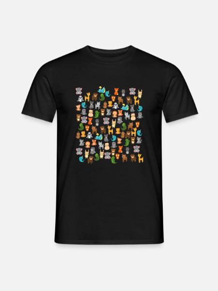 cute cartoon animals kawaii - Men's T-Shirt - black