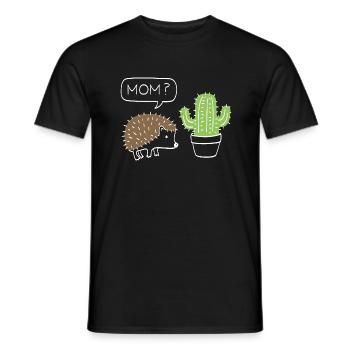 funny cactus with hedgehog gift - Men's T-Shirt - black - Front - AI Model Male 178 light (178cm)