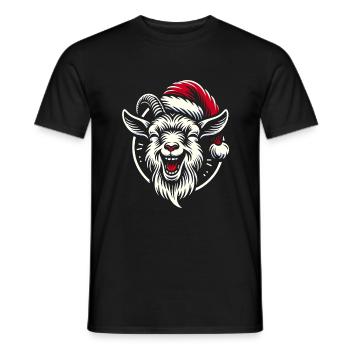 Drôle de chèvre de Noël avec chapeau de Père Noël - T-shirt homme - noir - Devant - AI Model Male 178 light (178cm)