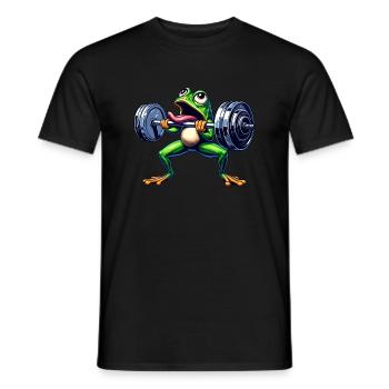 Frosch Kröte Workout Hanteltraining Lustig - Männer T-Shirt - Schwarz - Vorne - AI Model Male 178 light (178cm)