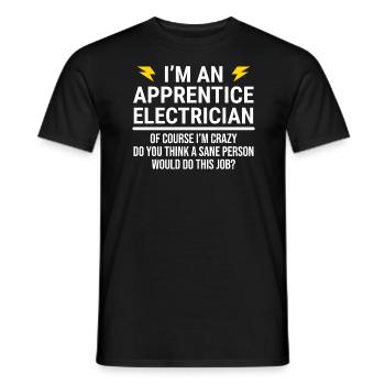 Funny Apprentice Electrician Co-Worker T-Shirt - Men's T-Shirt - black - Front - AI Model Male 178 light (178cm)