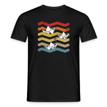 Sailboat Paper Boats Retro Sailing Sailor Captain - Men's T-Shirt - black - Front - AI Model Male 178 light (178cm)