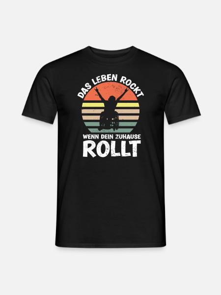 Lustiger Rollstuhlfahrer rockt - Männer T-Shirt - Schwarz