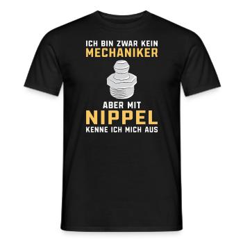 Schmiernippel Spruch KFZ Mechaniker Schrauber - Männer T-Shirt - Schwarz - Vorne - AI Model Male 178 light (178cm)