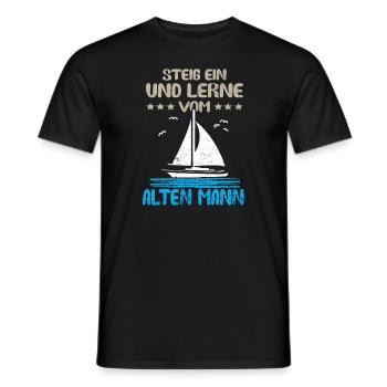 Sailboat Sailing Sailor Captain Papitän - Men's T-Shirt - black - Front - AI Model Male 178 light (178cm)