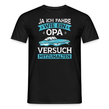 Sportboot Opa Kapitän Boot - Männer T-Shirt - Schwarz - Vorne - AI Model Male 178 light (178cm)