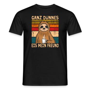 Vintage Faultier Ganz dünnes Eis mein Freund - Männer T-Shirt - Schwarz - Vorne - AI Model Male 178 light (178cm)
