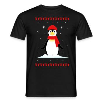 Penguin Christmas Winter - Men's T-Shirt - black - Front - AI Model Male 178 light (178cm)