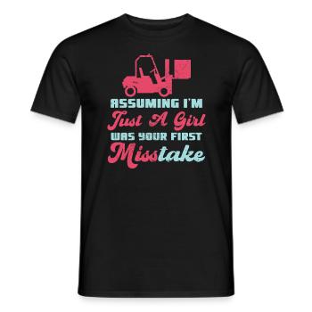 Funny forklift operator - Men's T-Shirt - black - Front - AI Model Male 178 light (178cm)