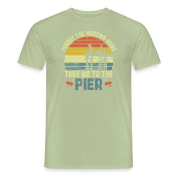 Fishing grandpa Fisherman retirement - Men's T-Shirt - sage - Front - AI Model Male 178 light (178cm)