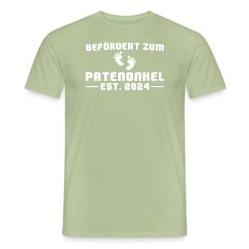 Schwangerschaft ankündigen 2024 Patenonkel - Männer T-Shirt - Sage - Vorne - AI Model Male 178 light (178cm)