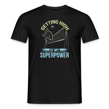 Funny volleyball player - Men's T-Shirt - black - Front - AI Model Male 178 light (178cm)