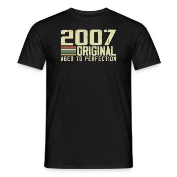 Born in 2007 - Vintage 2007 - 17th Anniversary Retro - Men's T-Shirt - black - Front - AI Model Male 178 light (178cm)