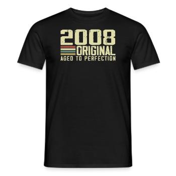 Born in 2008 - Vintage 2008 - 16th Anniversary Retro - Men's T-Shirt - black - Front - AI Model Male 178 light (178cm)