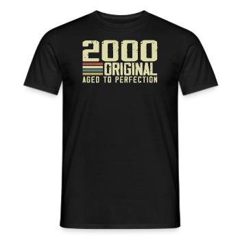 Né en 2000 - Vintage 2000 - 24e Anniversaire Rétro - T-shirt homme - noir - Devant - AI Model Male 178 light (178cm)